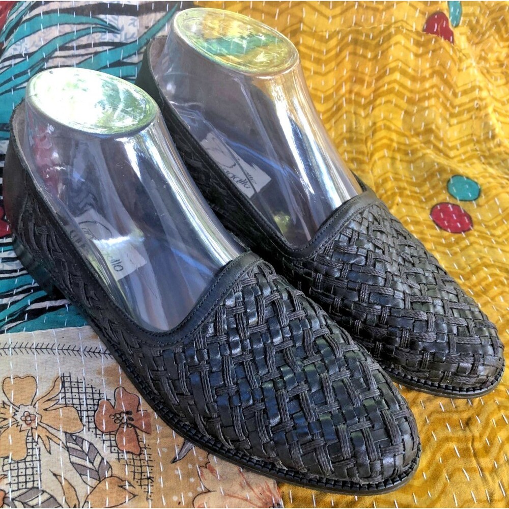 Vintage Pappagallo Black Woven Leather Loafers – Size 8.5N. *READ*!!